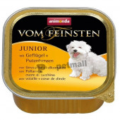 Пастет за малки кученца VON FEINSTEN JUNIOR  с птиче и пуешки сърца 150 гр.